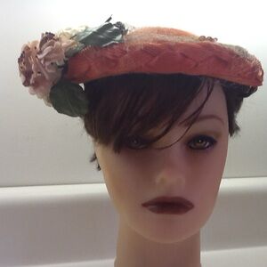 1950’s Elegant Orange Floral Women's Hat